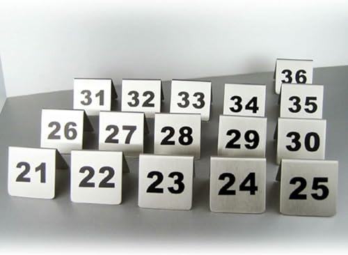 Tischnummernschilder Für Hochzeiten Empfänge, Edelstahl-Zeltstil-Tischnummer Halter Für Restaurants Cafe Bar, Doppelseitige Digitale Schild Sitzkarte 1-50 1-100 Nummer von VYUJHNBG