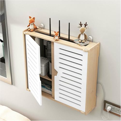 VYUJHNBG Holz 2 Schicht WiFi Router Speicherregal Mit Schranktür Wand TV Set Top Box Dekorative Stromstreifen Kabelmanagement Hider Box Kleine Größe VYUJHNBG Holz 2 Schicht WiFi Router Speicherregal Mit Schranktür Wand TV Set Top Box Dekorative Stromstreifen Kabelmanagement Hider Box Kleine Größe von VYUJHNBG
