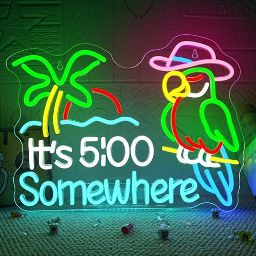 VYXIN It's 5 o'clock Somewhere Neon Schild,Parrot Led Schild,Papagei Led Schriftzug,Leuchtreklame Anwendbar für die Dekoration von Orten wie Bars,Mannlöcher,Partys,Heim,Clubs,Familien Bar Station VYXIN It's 5 o'clock Somewhere Neon Schild,Parrot Led Schild,Papagei Led Schriftzug,Leuchtreklame Anwendbar für die Dekoration von Orten wie Bars,Mannlöcher,Partys,Heim,Clubs,Familien Bar Station von VYXIN
