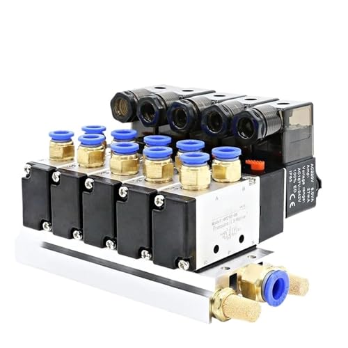 110/220 V AC Multi Option 4V210-08 Pneumatische Magnetventil Block Mit Schalldämpfer Fitting Basis Verteiler 2/3/4 Weg(2 Row 4mm fitting,AC110V) von VZQLV