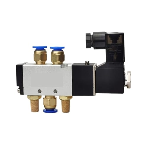 4V110-06 5-Wege-2-Positionen 1/8" pneumatisches Magnetventil DC 24V DC 12V AC 110V AC220V mit 4mm 6mm 8mm 4V110-06B 24V Schlauchanschluss(With 4mm fittings,AC110V) von VZQLV