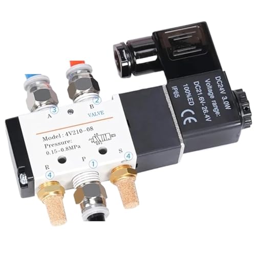 5/2-Wege-Magnetventil for pneumatisches Luftventil, Schaltplan 4V210-08 4V210-Pneumatikzylinderteil-Magnetventil(6mm plug,12v) von VZQLV