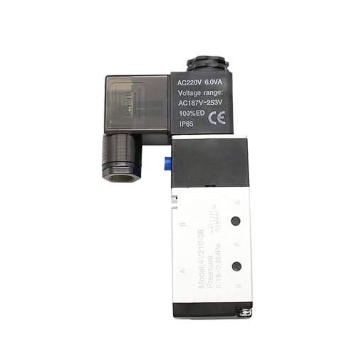 Pneumatisches elektrisches Magnetventil 4V210-08 5-Wege-2-Positions-Steuerluft-Gas-Magnetventil 12V 24V 220V 4mm-12mm Schlauchanschlüsse(PC 6mm Fittings,DC12) von VZQLV