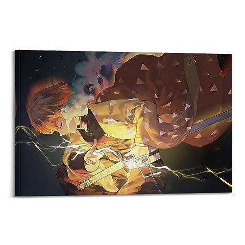 VZRSQZK Anime Demon Slayer Zenitsu Agats Poster, dekoratives Gemälde, Leinwand, Wandposter und Kunstdruck, modernes Familienschlafzimmer-Dekor-Poster, 50 x 75 cm von VZRSQZK