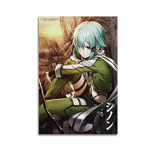 VZRSQZK Anime Sword Art Online Sinon-Poster, dekoratives Gemälde, Leinwand-Wandposter und Kunstdruck, modernes Familienschlafzimmer-Dekor-Poster, 60 x 90 cm von VZRSQZK