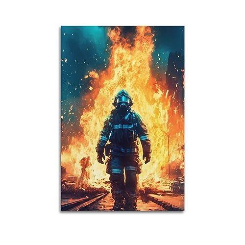 VZRSQZK Feuerwehr-Poster, dekoratives Gemälde, Leinwand-Wandposter und Kunstdruck, modernes Familienschlafzimmer-Dekor-Poster, 30 x 45 cm von VZRSQZK