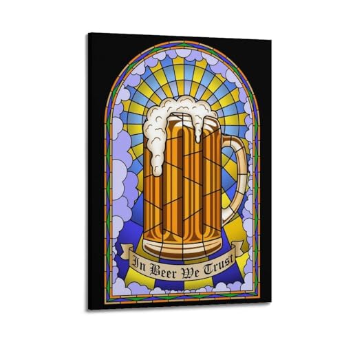 VZRSQZK In Beer We Trust Poster, dekoratives Gemälde, Leinwand-Wandposter und Kunstdruck, modernes Familienschlafzimmer-Dekor-Poster, 50 x 75 cm von VZRSQZK