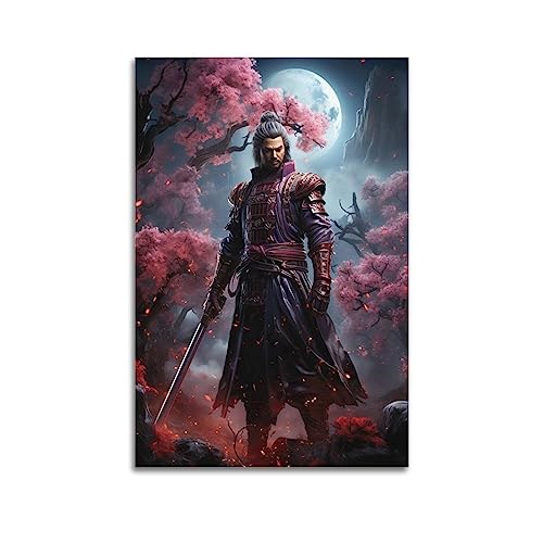 VZRSQZK Mysterious Samurai-Poster, dekoratives Gemälde, Leinwand-Wandposter und Kunstdruck, modernes Familienschlafzimmer-Dekor-Poster, 40 x 60 cm von VZRSQZK