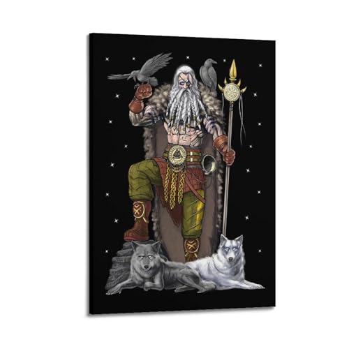 VZRSQZK Poster, Motiv: Wikinger, Krieger, Gott, Odin, dekoratives Gemälde, Leinwand-Wandposter und Kunstdruck, modernes Familienschlafzimmer-Dekor-Poster, 40 x 60 cm von VZRSQZK