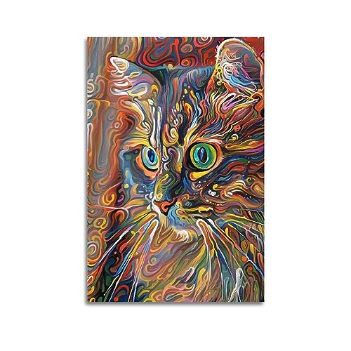 VZRSQZK Poster mit abstrakter Katze, dekoratives Gemälde, Leinwand-Wandposter und Kunstdruck, modernes Familienschlafzimmer-Dekor-Poster, 60 x 90 cm von VZRSQZK