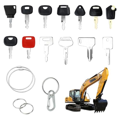VZU 18 Stück Baumaschinen Schlüssel Set, Ersatz Zündschlüssel, Bagger Schlüssel Set, Zündschlüssel set Traktor, Motorrad Zündschalter, Universal Motor Startschalter, Masterschlüssel set für Maschinen von VZU