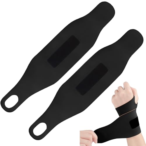 VZU 2er Set Handgelenk Bandagen, Elastische Verstellbare Handgelenkstütze, Schmerzlinderung bei Sehnenscheidenentzündung & Arthritis, Bandage Handgelenk Rechts/Links, Schwarz von VZU