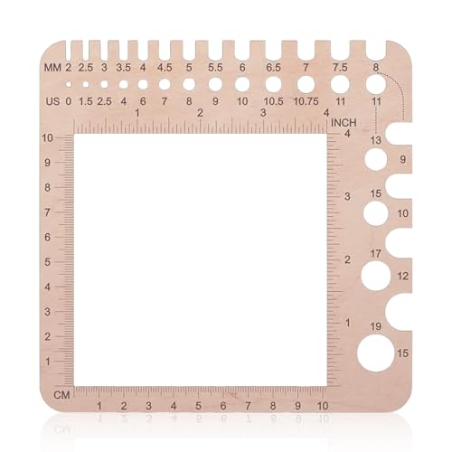 VZU Knitting Needle Gauge Stricknadelmaß Strickwerkzeug Stricknadel-Lineal Ruler Holz Messgerät 2-15 mm Nadellehre für Häkelnadeln Garnstärke Reisefreundlich Kompakte Messung Nähwerkzeuge 15x15 cm VZU Knitting Needle Gauge Stricknadelmaß Strickwerkzeug Stricknadel-Lineal Ruler Holz Messgerät 2-15 mm Nadellehre für Häkelnadeln Garnstärke Reisefreundlich Kompakte Messung Nähwerkzeuge 15x15 cm von VZU