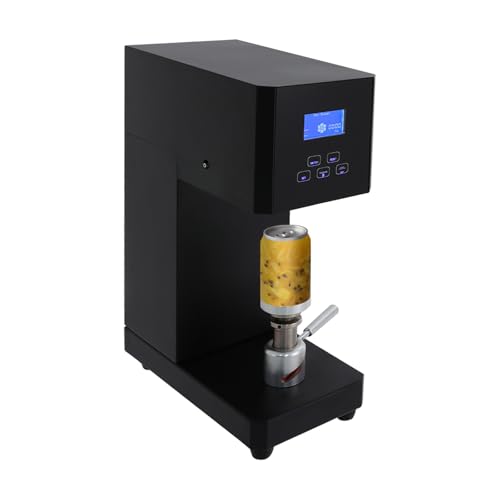 Dosenverschließmaschine 370 W kommerzieller Tischdosenverschließer, halbautomatische Blechdosen-Verschließmaschine for PET und Aluminium 10–20 Mal/Minute – LED-Zähler(Black) von VZXATYOP