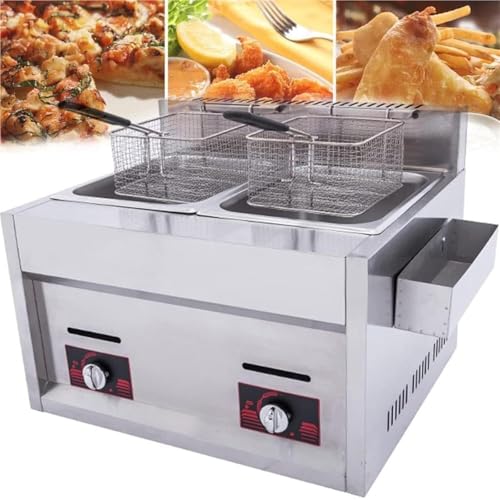 Edelstahl-Arbeitsplatten-Gasfritteuse, Kommerzielle Arbeitsplatten-Gasfritteuse, For Pommes-Frites-Restaurants, Privatküchen(12l) von VZXATYOP