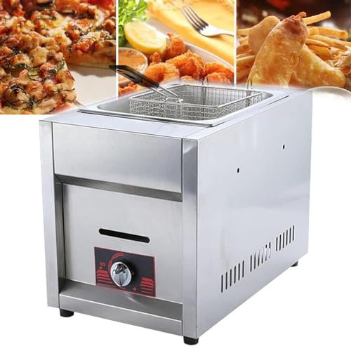 Edelstahl-Arbeitsplatten-Gasfritteuse, Kommerzielle Arbeitsplatten-Gasfritteuse, For Pommes-Frites-Restaurants, Privatküchen(6l) von VZXATYOP