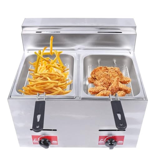 Edelstahl-Gasfritteuse mit 2 Pfannen for Arbeitsplatte Speisenwärmer Buffetfritteuse mit einstellbarer Temperatur for Restaurants Fast Food gewerbliche Küche Edelstahl-Gasfritteuse mit 2 Pfannen for Arbeitsplatte Speisenwärmer Buffetfritteuse mit einstellbarer Temperatur for Restaurants Fast Food gewerbliche Küche von VZXATYOP