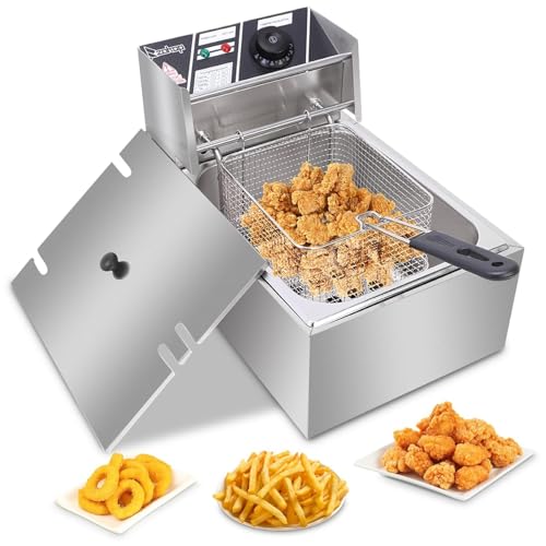 Elektrische Fritteuse Aus Edelstahl 6l Mit Korb Einstellbare Temperatur Herausnehmbarer Frittierkorb For Pommes Frites Hühnchen For Privaten Und Gewerblichen Gebrauch von VZXATYOP
