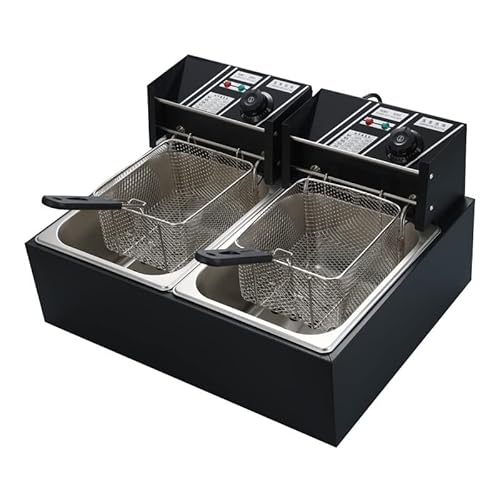 Elektrische Fritteuse For Gewerbe Und Privatgebrauch Große Kapazität Einstellbare Temperatur Herausnehmbarer Frittierkorb For Pommes Hühnchen Und Mehr(Black,Double cylinder) von VZXATYOP