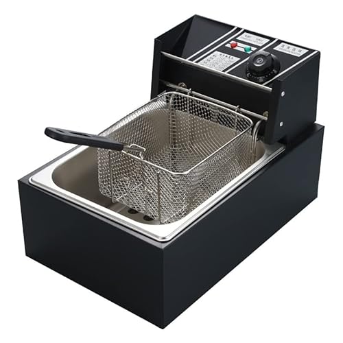 Elektrische Fritteuse For Gewerbe Und Privatgebrauch Große Kapazität Einstellbare Temperatur Herausnehmbarer Frittierkorb For Pommes Hühnchen Und Mehr(Black,Single cylinder) von VZXATYOP