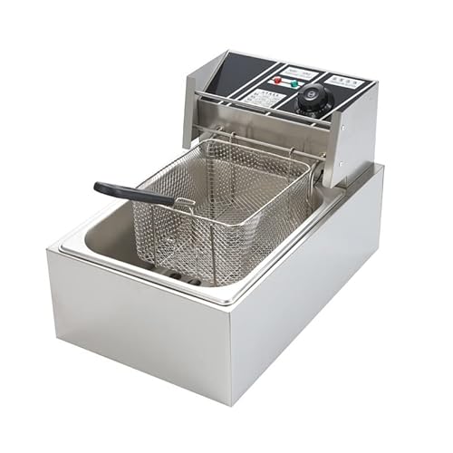 Elektrische Fritteuse For Gewerbe Und Privatgebrauch Große Kapazität Einstellbare Temperatur Herausnehmbarer Frittierkorb For Pommes Hühnchen Und Mehr(Silver,Single cylinder) von VZXATYOP