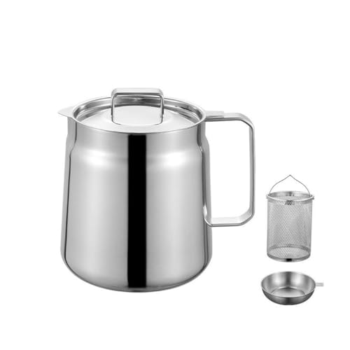 Fritteuse Aus Lebensmittelechtem Edelstahl 304 Große Kapazität Öl-Frittiertopf Mit Abnehmbarem Korb Deckel Und Ölsiebfilter For Den Privaten Und Gewerblichen Gebrauch(Glossy2L) von VZXATYOP