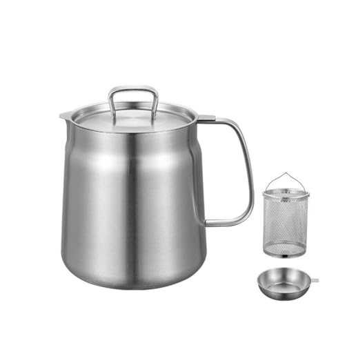 Fritteuse Aus Lebensmittelechtem Edelstahl 304 Große Kapazität Öl-Frittiertopf Mit Abnehmbarem Korb Deckel Und Ölsiebfilter For Den Privaten Und Gewerblichen Gebrauch(Matte 2L) von VZXATYOP