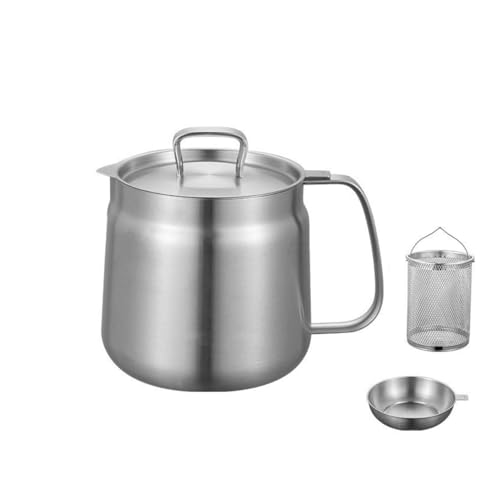 Fritteuse Aus Lebensmittelechtem Edelstahl 304 Große Kapazität Öl-Frittiertopf Mit Abnehmbarem Korb Deckel Und Ölsiebfilter For Den Privaten Und Gewerblichen Gebrauch(Matte1.5L) von VZXATYOP