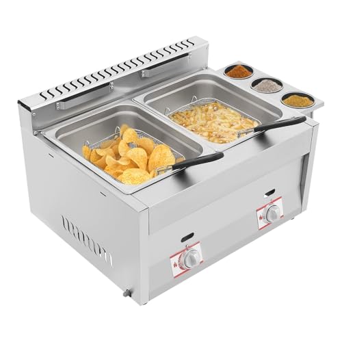 Gewerbliche Gasfritteuse Edelstahl-Arbeitsplatten-Gasfritteuse LPG-Gasfritteuse Mit 2 Körben Fritteuse For Gewerbliche Restaurants von VZXATYOP