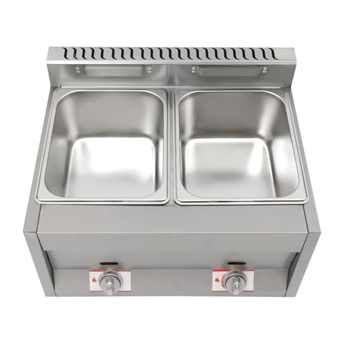 Kommerzielle Gasfritteuse Aus Edelstahl Mit 2 Körben Einstellbare Temperatur Doppelfritteuse Auf Der Arbeitsplatte For Restaurant In Der Küche Zu Hause(Double deep fryer) von VZXATYOP