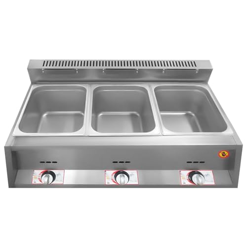 Kommerzielle Gasfritteuse Aus Edelstahl Mit 2 Körben Einstellbare Temperatur Doppelfritteuse Auf Der Arbeitsplatte For Restaurant In Der Küche Zu Hause(Three tank deep fryer) von VZXATYOP