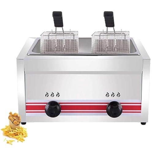 Kommerzielle Gasfritteuse For Arbeitsplatte Mit Korb Komplett Verkleidet For Kommerzielle Restaurants Fast-Food-Restaurants Gasfritteuse For Außenbereich(Singlecylinder20l) von VZXATYOP