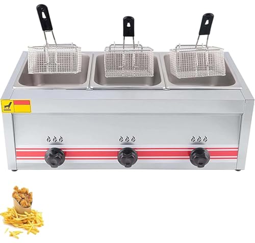 Kommerzielle Gasfritteuse For Arbeitsplatte Mit Korb Komplett Verkleidet For Kommerzielle Restaurants Fast-Food-Restaurants Gasfritteuse For Außenbereich(Triplecylinder10l+10l+10l) von VZXATYOP