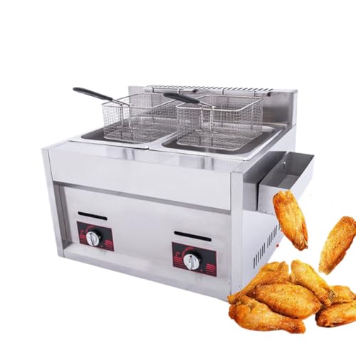 Kommerzielle Gasfritteuse For Die Arbeitsplatte Große Kapazität Snack-Fritteuse Mit Körben Und Deckel, Erdgasbrenner-Fritteuse For Restaurants Familiengastronomie von VZXATYOP