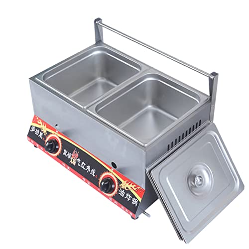 Kommerzielle Gasfritteuse for die Küche zu Hause Restaurants Edelstahl-Arbeitsplatte Propan/LPG-Doppelschlitzfritteuse mit Korb for Pommes Frites Hähnchenflügel Fisch(Double slot) von VZXATYOP