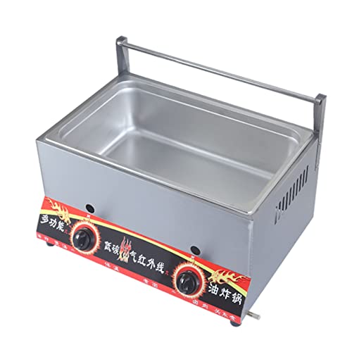 Kommerzielle Gasfritteuse for die Küche zu Hause Restaurants Edelstahl-Arbeitsplatte Propan/LPG-Doppelschlitzfritteuse mit Korb for Pommes Frites Hähnchenflügel Fisch(Large single slot) von VZXATYOP