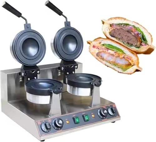 Kommerzielle Hamburgermaschine Eiswaffeleisen antihaftbeschichtete elektrische Panini-Burgerpresse einstellbare Temperatur 50–300 °C antihaftbeschichtete Pfanne(Dual-ended) von VZXATYOP