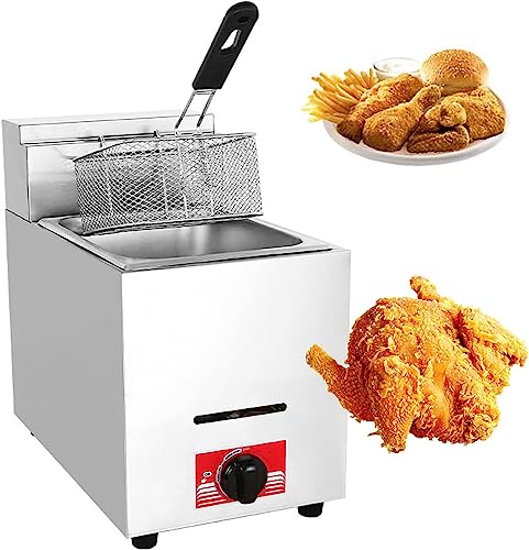 LPG-Fritteuse Aus Edelstahl Mit Deckel Freistehend Mit Temperaturregelung Große Kapazität Gasfritteuse For Kochen Von Lebensmitteln Pommes Frites Haushaltsgeräte(Single cylinder) von VZXATYOP