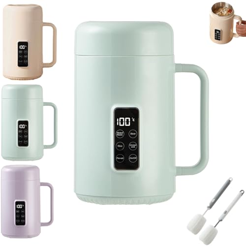 Mini-Elektro-Eintopf tragbarer Suppenwärmer mit Temperatur Zeitregelung antihaftbeschichteter Innentopf Warmhalte Trockengehschutz for Wohnheim Reisebüro kleine Küche(Green-ceramic) von VZXATYOP