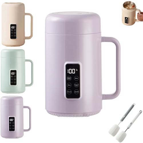 Mini-Elektro-Eintopf tragbarer Suppenwärmer mit Temperatur Zeitregelung antihaftbeschichteter Innentopf Warmhalte Trockengehschutz for Wohnheim Reisebüro kleine Küche(Purple-ceramic) von VZXATYOP