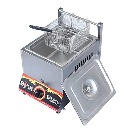 Professionelle Kommerzielle Gasfritteuse Edelstahl-Arbeitsplatte Propan/LPG-Doppelschlitzfritteuse Mit Korb For Pommes Frites Heimküche Restaurant(Single slot with basket) von VZXATYOP