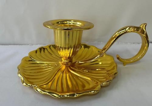 Retro-Kerzenhalter mit Griff aus Zinklegierung, Vintage, handbetrieben, für Halloween, Zuhause, Bauernhof, Hochzeit (Gold) von VZXATYOP