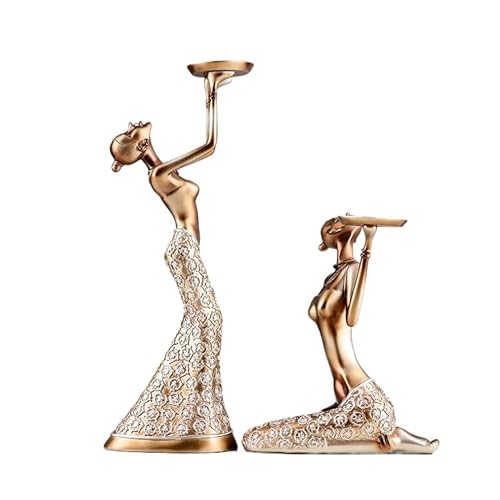 VZXATYOP 2er-Pack Retro-Kerzenhalter Kerzenleuchter Aus Kunstharz for Herrenhaus Villa Schlafzimmer Eingang Club Hotel Büro KTV(Silver) von VZXATYOP