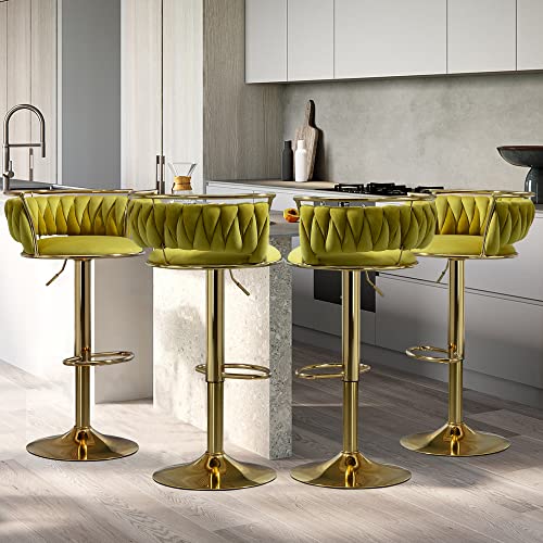 VZXATYOP 360° drehbare Barhocker aus Samt 2er-Set Moderne Barstühle mit Verstellbarer Thekenhöhe rosa Barhocker mit niedriger Rückenlehne und Fußstütze for Kücheninsel Bar Pub(Olive Drab,4 Pack-Gold) VZXATYOP 360° drehbare Barhocker aus Samt 2er-Set Moderne Barstühle mit Verstellbarer Thekenhöhe rosa Barhocker mit niedriger Rückenlehne und Fußstütze for Kücheninsel Bar Pub(Olive Drab,4 Pack-Gold) von VZXATYOP