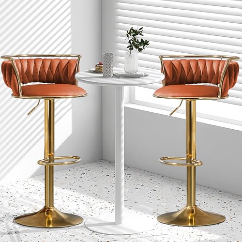 VZXATYOP 360° drehbare Barhocker aus Samt 2er-Set Moderne Barstühle mit Verstellbarer Thekenhöhe rosa Barhocker mit niedriger Rückenlehne und Fußstütze for Kücheninsel Bar Pub(Orange,2 Pack-Gold) VZXATYOP 360° drehbare Barhocker aus Samt 2er-Set Moderne Barstühle mit Verstellbarer Thekenhöhe rosa Barhocker mit niedriger Rückenlehne und Fußstütze for Kücheninsel Bar Pub(Orange,2 Pack-Gold) von VZXATYOP
