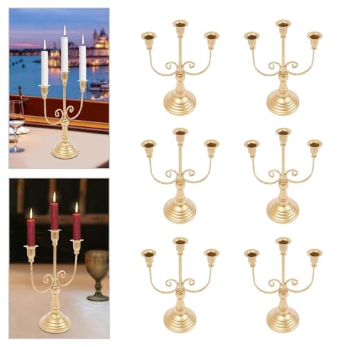 VZXATYOP 6 Stück Kerzenständer Aus Metall Mit 3-köpfigem Retro-Kerzenhalter In Gold for Empfänge Candlelight Dinner Familienfeiern Festivals Veranstaltungen Ornamente VZXATYOP 6 Stück Kerzenständer Aus Metall Mit 3-köpfigem Retro-Kerzenhalter In Gold for Empfänge Candlelight Dinner Familienfeiern Festivals Veranstaltungen Ornamente von VZXATYOP