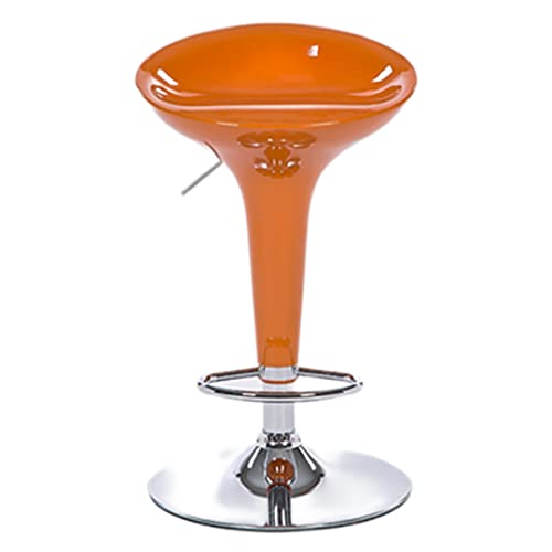 VZXATYOP Barhocker Stuhl Thekenhöhe Barhocker Verstellbarer Drehbarer Küchenfrühstückshocker Rückenlehnenloser Esszimmerstuhl aus Kunststoff for Zuhause und Pub(Orange) von VZXATYOP
