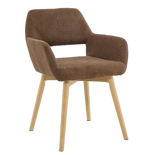 VZXATYOP Bequemer Schminkstuhl mit Akzent for Wohnzimmer Esszimmer Schlafzimmer Home Office moderner gepolsterter Sessel Sofa Schreibtischstuhl mit Holzbeinen(Brown,1) von VZXATYOP