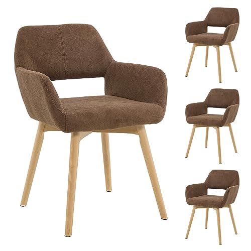 VZXATYOP Bequemer Schminkstuhl mit Akzent for Wohnzimmer Esszimmer Schlafzimmer Home Office moderner gepolsterter Sessel Sofa Schreibtischstuhl mit Holzbeinen(Brown,4) von VZXATYOP