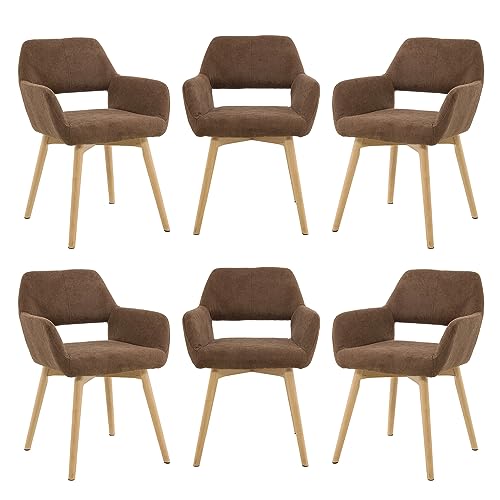 VZXATYOP Bequemer Schminkstuhl mit Akzent for Wohnzimmer Esszimmer Schlafzimmer Home Office moderner gepolsterter Sessel Sofa Schreibtischstuhl mit Holzbeinen(Brown,6) von VZXATYOP